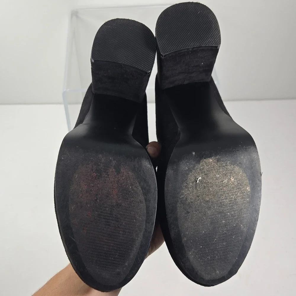 Madden Girl Orchidd Black Fabric Platform Block Heel Ankle Boots Womens‎ 10M